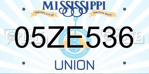 05ZE536 Mississippi License Plate
