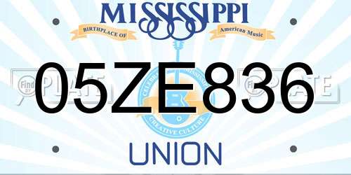 05ZE836 Mississippi License Plate