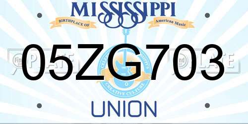 05ZG703 Mississippi License Plate