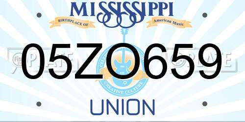 05ZO659 Mississippi License Plate