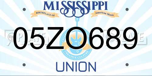 05ZO689 Mississippi License Plate