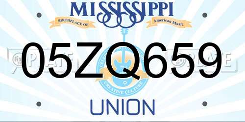 05ZQ659 Mississippi License Plate