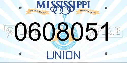0608051 Mississippi License Plate