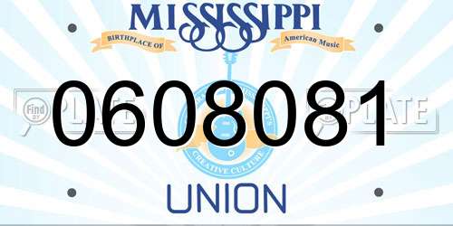 0608081 Mississippi License Plate