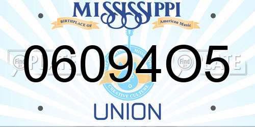 06094O5 Mississippi License Plate