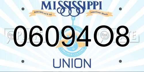 06094O8 Mississippi License Plate