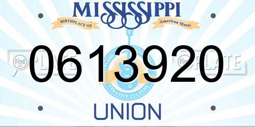 0613920 Mississippi License Plate