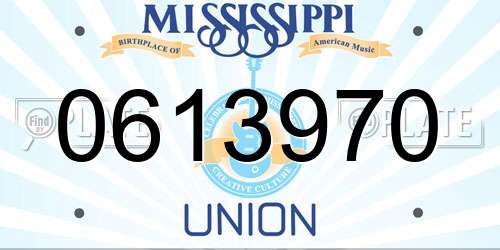 0613970 Mississippi License Plate