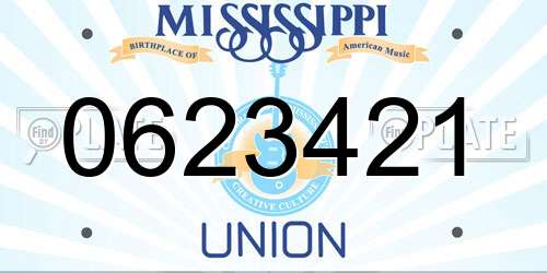 0623421 Mississippi License Plate