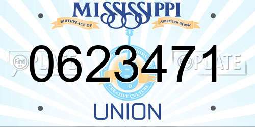 0623471 Mississippi License Plate