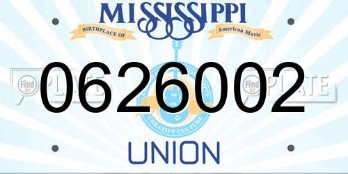 0626002 Mississippi License Plate
