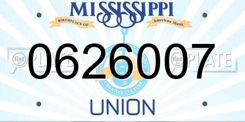 0626007 Mississippi License Plate