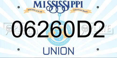 06260D2 Mississippi License Plate