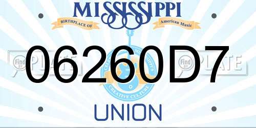 06260D7 Mississippi License Plate