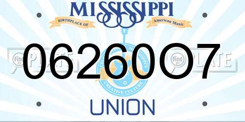 06260O7 Mississippi License Plate