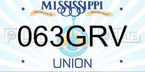 063GRV Mississippi License Plate