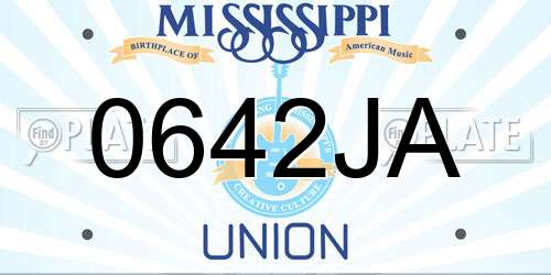 0642JA Mississippi License Plate