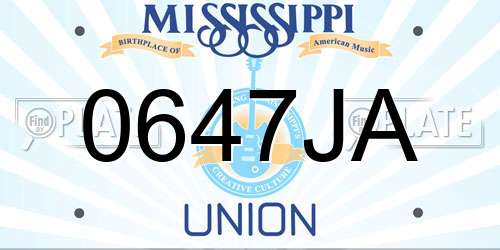 0647JA Mississippi License Plate