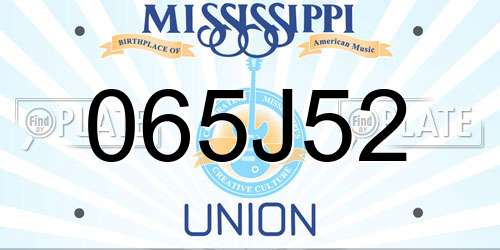 065J52 Mississippi License Plate