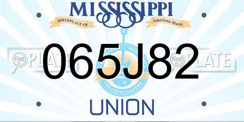 065J82 Mississippi License Plate