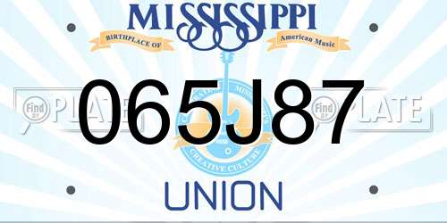 065J87 Mississippi License Plate