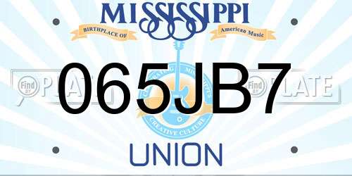 065JB7 Mississippi License Plate