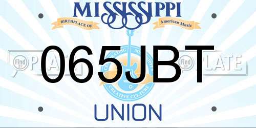 065JBT Mississippi License Plate