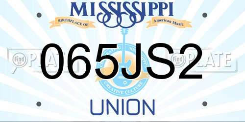 065JS2 Mississippi License Plate