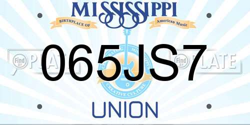 065JS7 Mississippi License Plate