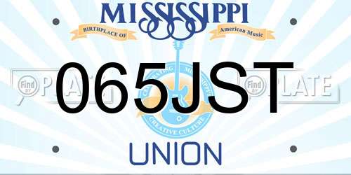 065JST Mississippi License Plate