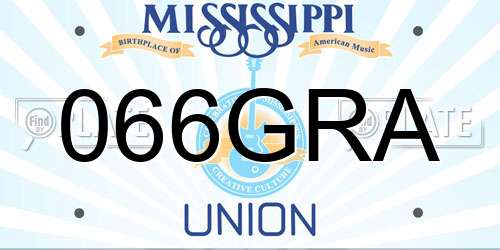 066GRA Mississippi License Plate