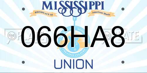 066HA8 Mississippi License Plate