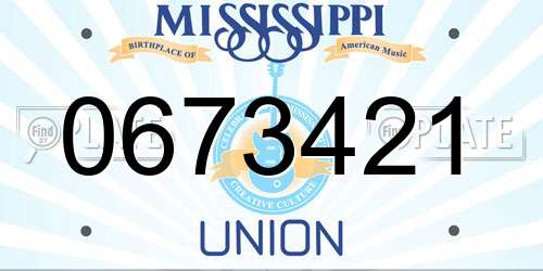 0673421 Mississippi License Plate