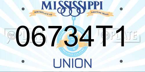 06734T1 Mississippi License Plate