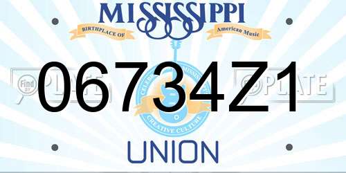 06734Z1 Mississippi License Plate