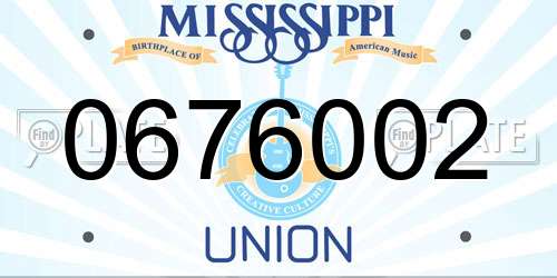 0676002 Mississippi License Plate