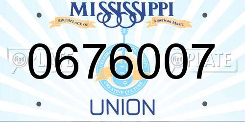 0676007 Mississippi License Plate