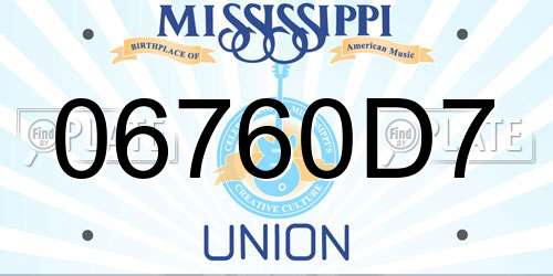 06760D7 Mississippi License Plate
