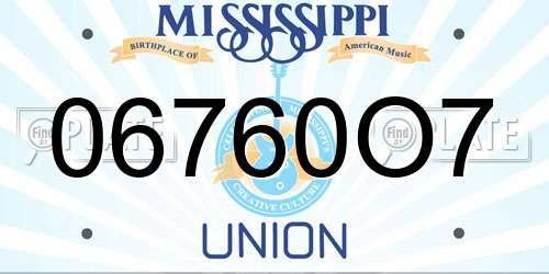 06760O7 Mississippi License Plate