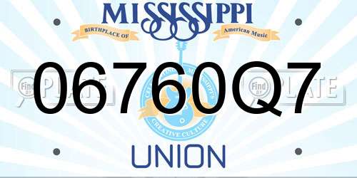 06760Q7 Mississippi License Plate