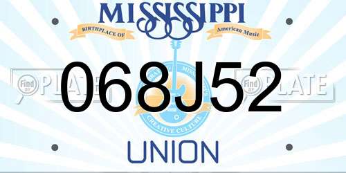 068J52 Mississippi License Plate