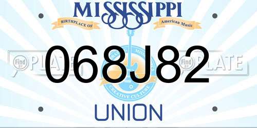 068J82 Mississippi License Plate