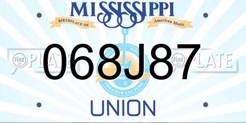 068J87 Mississippi License Plate