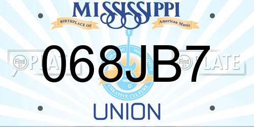 068JB7 Mississippi License Plate