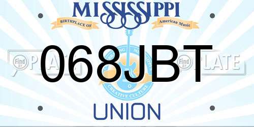 068JBT Mississippi License Plate