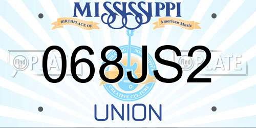 068JS2 Mississippi License Plate
