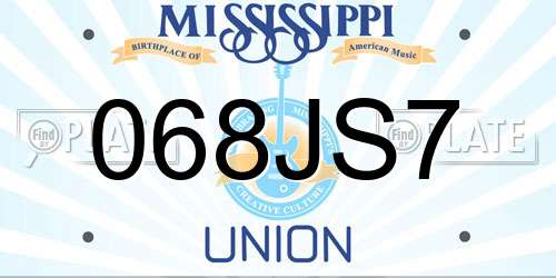 068JS7 Mississippi License Plate