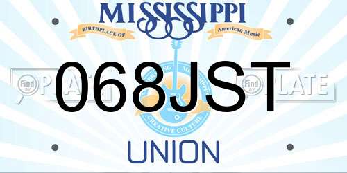 068JST Mississippi License Plate