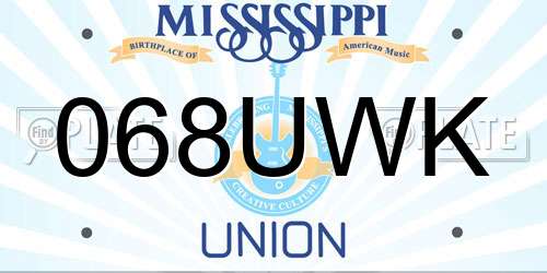 068UWK Mississippi License Plate