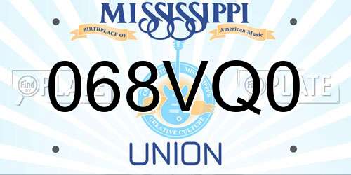 068VQ0 Mississippi License Plate